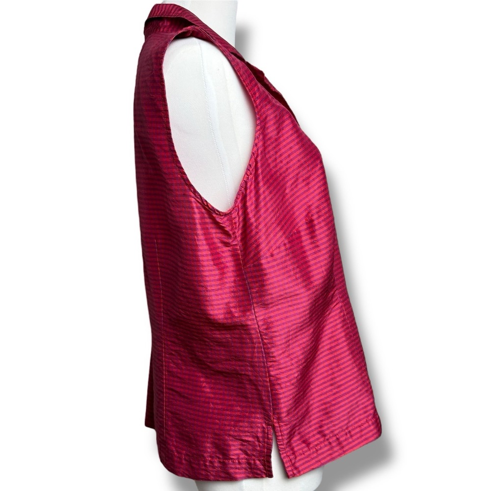 Vintage CLIO Silk Plaid Collared Sleeveless Blouse‎ Women's Size 10 Artsy Career - Picture 6 of 16